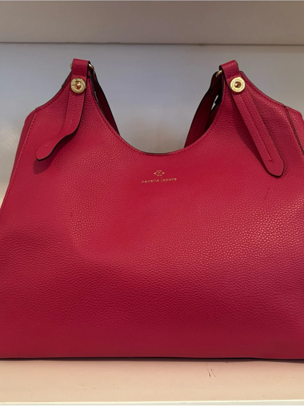 Nanette Lepore Fuchsia Pebbled Vegan Leather Shoulder Bag Tote